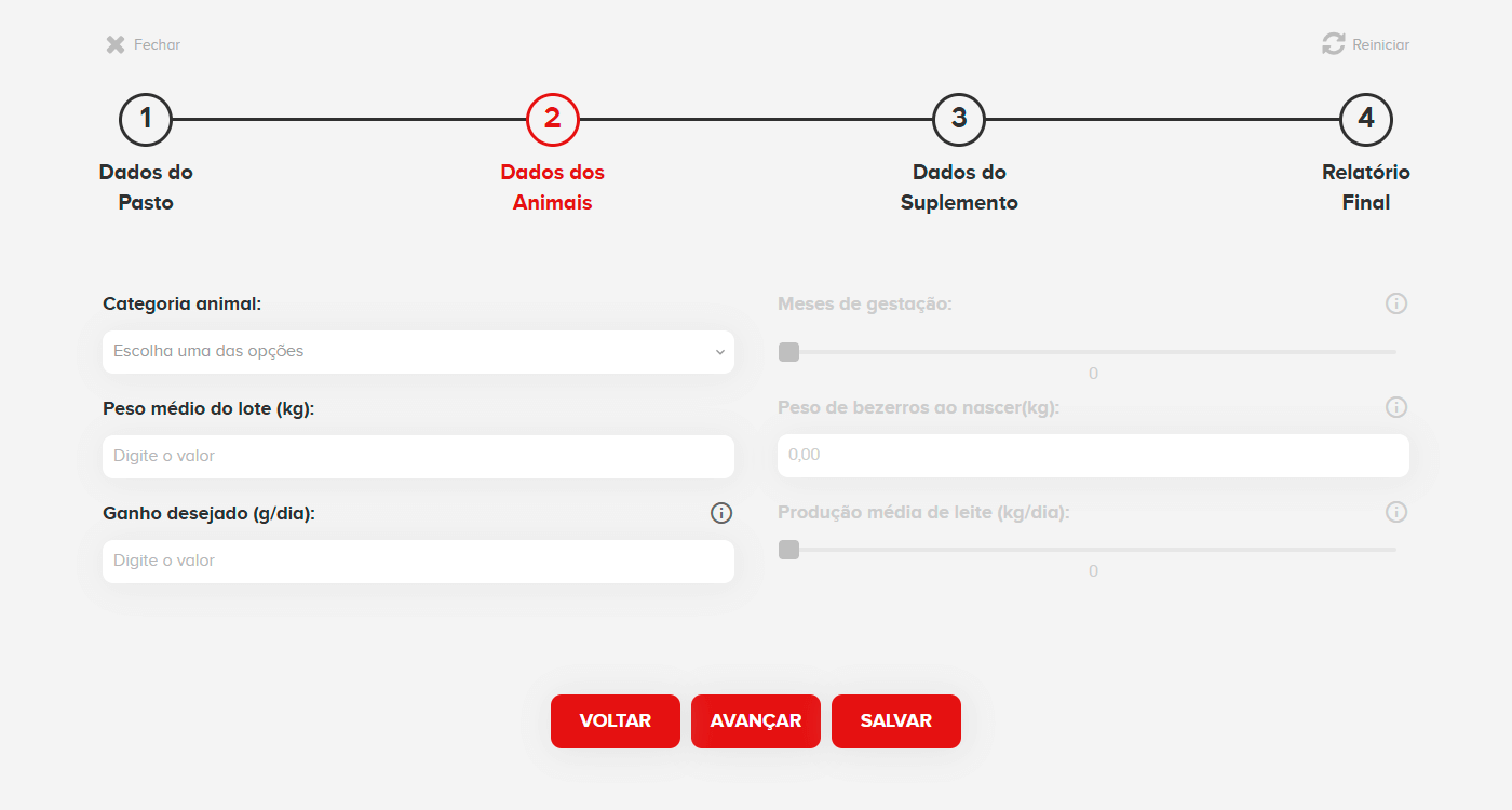 Passo 02 - Dados dos animais - BeefX